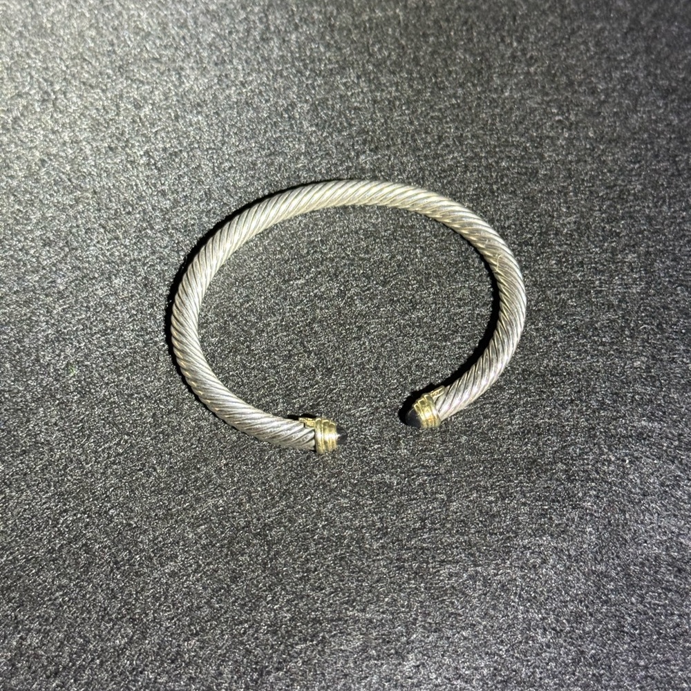 David Yurman Cable Classics Bracelet Sterling Silver Black Onyx 14K Yellow Gold